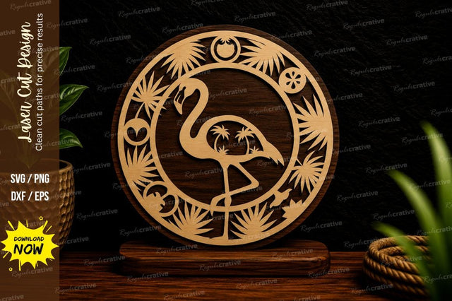 Flamingo Decorative Circle Laser Cut Svg Design SVG Regulrcrative 