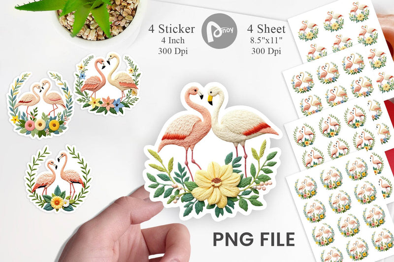 Flamingo Embroidery Sticker Sublimation artnoy 