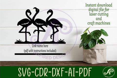 Flamingo Family Name Sign SVG Tropical Wall Decor Laser Cut SVG APInspireddesigns 