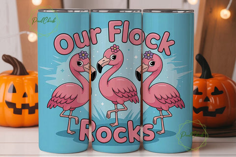 Flamingo Flock 20oz Tumbler Wrap Sublimation PixelChick 