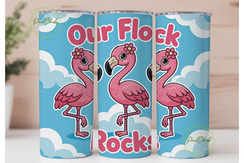 Flamingo Flock 20oz Tumbler Wrap Sublimation PixelChick 