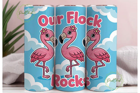 Flamingo Flock 20oz Tumbler Wrap Sublimation PixelChick 