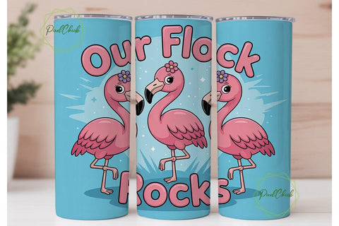 Flamingo Flock 20oz Tumbler Wrap Sublimation PixelChick 