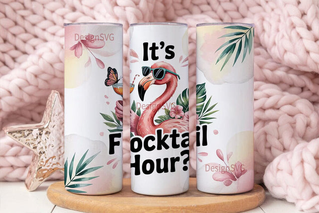 Flamingo Flocktail Hour 20oz Tumbler Sublimation DesignSVG 