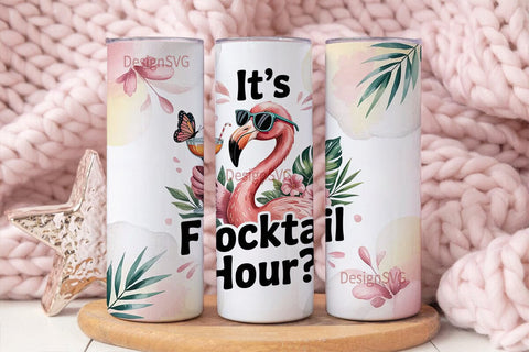 Flamingo Flocktail Hour 20oz Tumbler Sublimation DesignSVG 