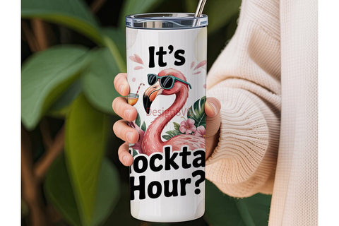 Flamingo Flocktail Hour 20oz Tumbler Sublimation DesignSVG 