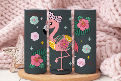 Flamingo Floral 20oz Tumbler Wrap Sublimation DesignSVG 