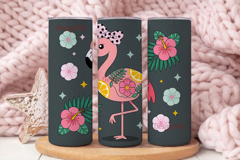 Flamingo Floral 20oz Tumbler Wrap Sublimation DesignSVG 