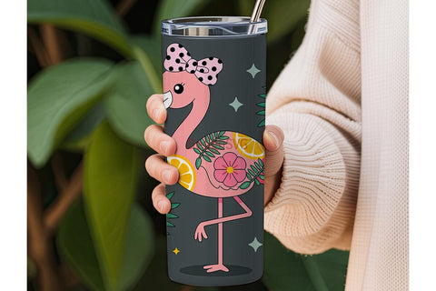 Flamingo Floral 20oz Tumbler Wrap Sublimation DesignSVG 