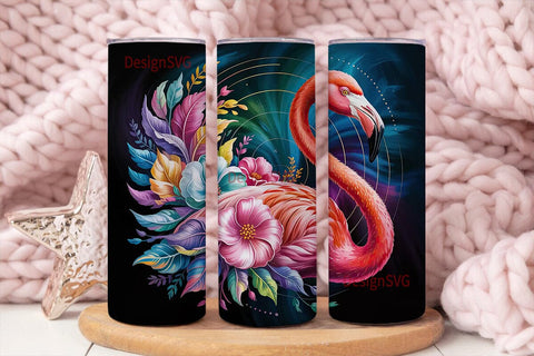 Flamingo Floral Fantasy 20oz Tumbler Sublimation DesignSVG 