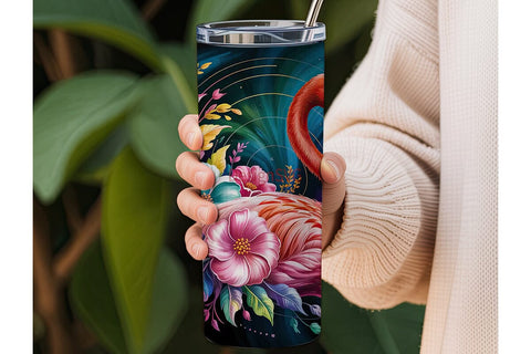 Flamingo Floral Fantasy 20oz Tumbler Sublimation DesignSVG 