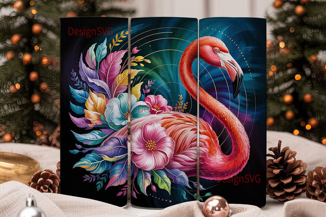 Flamingo Floral Fantasy 20oz Tumbler Sublimation DesignSVG 
