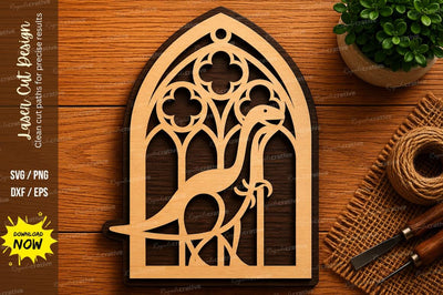 Flamingo Gothic Window SVG | Tropical Bird Laser Cut File | Glowforge CNC DXF PNG EPS SVG Regulrcrative 
