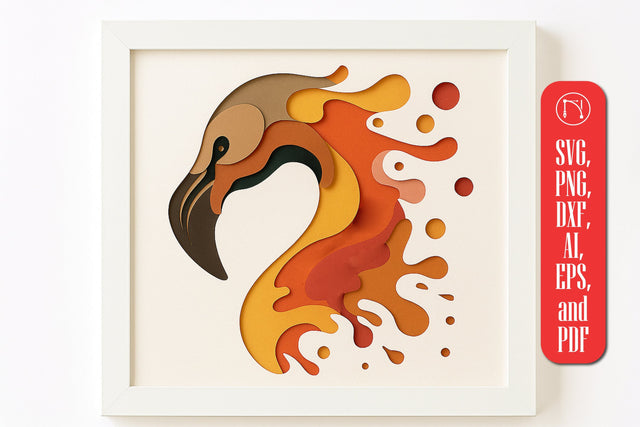 Flamingo Head Multilayer 3D Shadow Box SVG SVG MD JOYNAL ABDIN 
