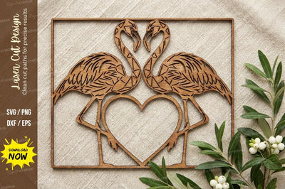 Flamingo Heart Frame Laser Cut, flamingo svg, bird svg SVG Regulrcrative 