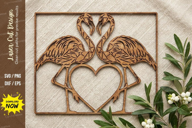 Flamingo Heart Frame Laser Cut, flamingo svg, bird svg SVG Regulrcrative 