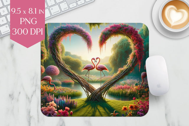 Flamingo Heart Mousepad Sublimation Design Sublimation BijouBay 