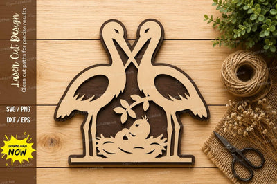 Flamingo Love Scene Laser Cut SVG Design SVG Regulrcrative 