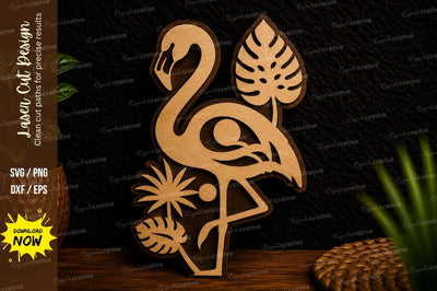 Flamingo Monstera Leaf Laser Cut Svg Design SVG Regulrcrative 