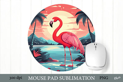 Flamingo Mouse Pad PNG. Beach Round Mouse Pad PNG Sublimation Olga Terlyanskaya 