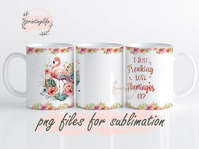 Flamingo Mug Wrap- Birthday Christmas Gifts For Flamingo Lovers - Flamingo PNG Sublimation PrintingLife 