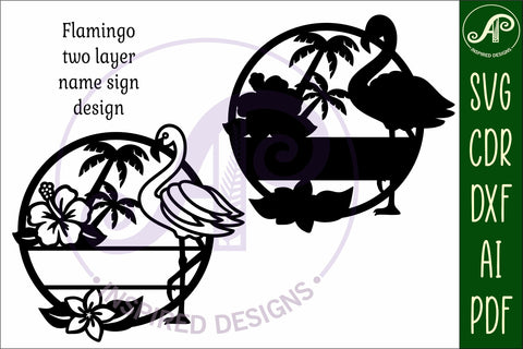 Flamingo name sign svg laser cut template SVG APInspireddesigns 
