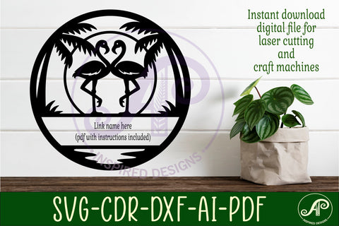 Flamingo Name Sign SVG Tropical Beach Nursery Wall Decor SVG APInspireddesigns 