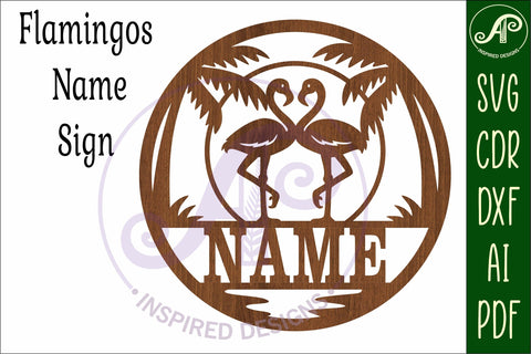 Flamingo Name Sign SVG Tropical Beach Nursery Wall Decor SVG APInspireddesigns 