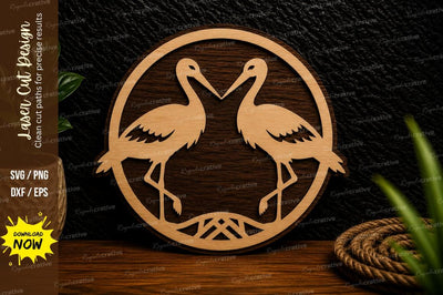 Flamingo Pair Circle Laser Cut Svg Design SVG Regulrcrative 