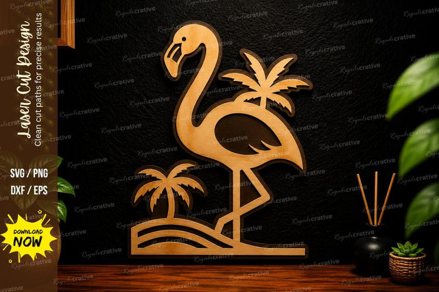 Flamingo Palm Tree Laser Cut SVG Design SVG Regulrcrative 