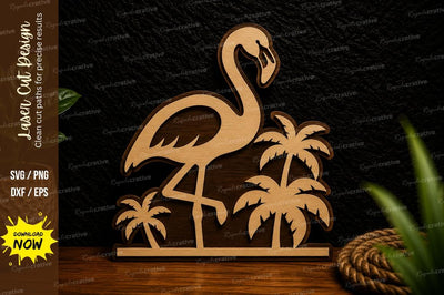 Flamingo Palm Tree Laser Cut Svg Design SVG Regulrcrative 