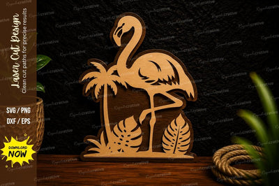 Flamingo Palm Tree Laser Cut Svg Design SVG Regulrcrative 