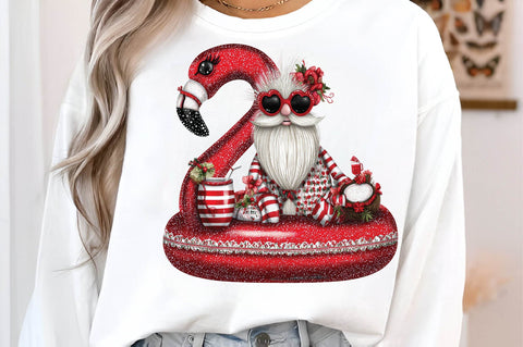Flamingo Pool Float Christmas Gnome PNG Sublimation SVGArt 