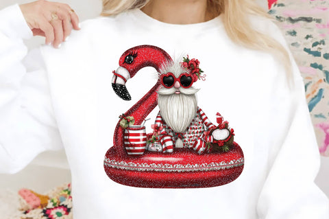 Flamingo Pool Float Christmas Gnome PNG Sublimation SVGArt 