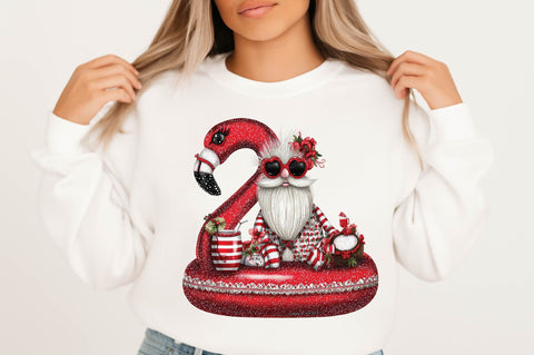 Flamingo Pool Float Christmas Gnome PNG Sublimation SVGArt 
