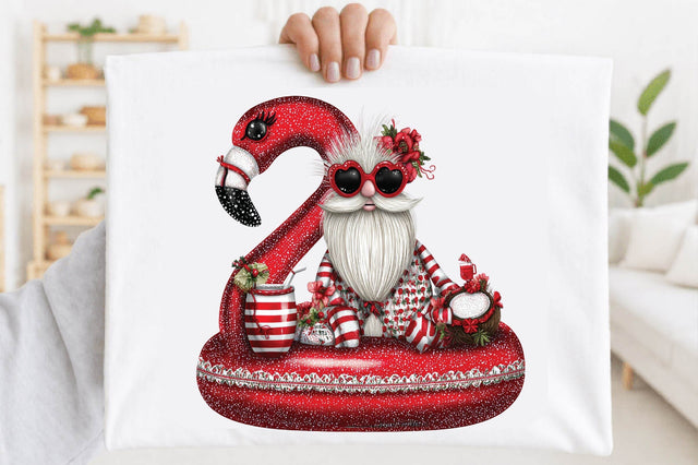Flamingo Pool Float Christmas Gnome PNG Sublimation SVGArt 