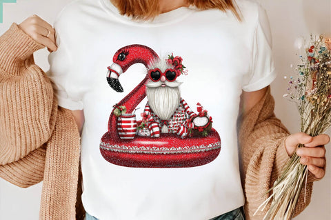 Flamingo Pool Float Christmas Gnome PNG Sublimation SVGArt 
