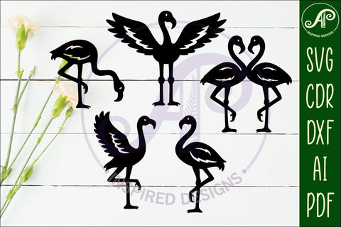 Flamingo silhouettes laser cut out 1 SVG APInspireddesigns 