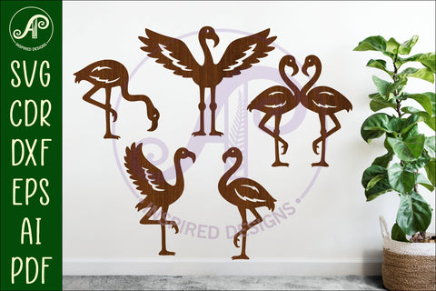 Flamingo silhouettes laser cut out 1 SVG APInspireddesigns 