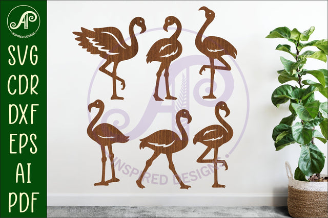 Flamingo silhouettes laser cut out 2 SVG APInspireddesigns 