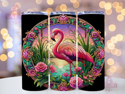 Flamingo Stained Glass 20oz Tumbler Wrap Sublimation Design, Straight Tapered Tumbler Wrap, Pink Bird Tumbler Png, Instant Digital Download Sublimation SvggirlplusArt 