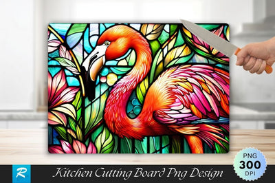 Flamingo Stained Glass Background Cutting Board Sublimation Regulrcrative 