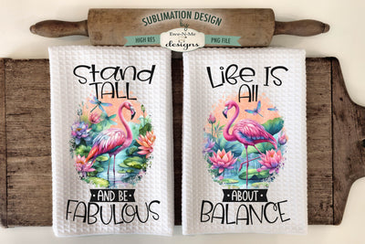 Flamingo Sublimation Design for Kitchen Towels - Pink Flamingo Design Sublimation Ewe-N-Me Designs 
