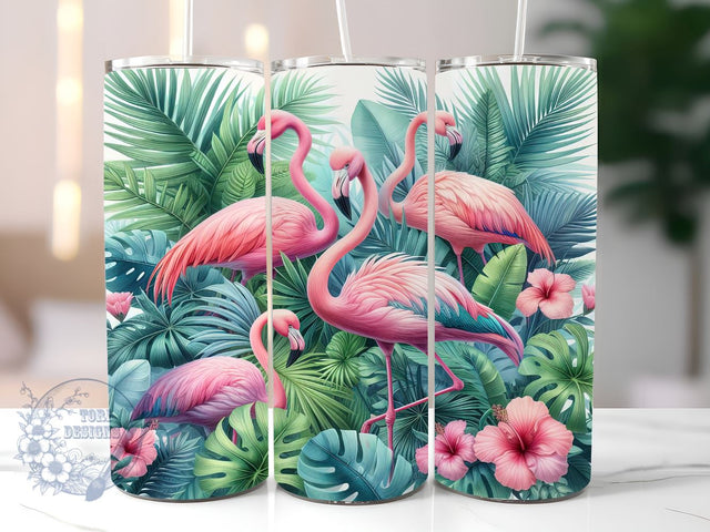 Flamingo Summer 20oz Skinny Tumbler, Flamingo Tumbler Png, Straight & Tapered Tumbler Wrap, Instant Digital Download Sublimation ToriDesigns 