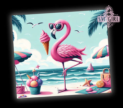Flamingo Summer 20oz Tumbler Wrap Sublimation Design, Straight Tapered Tumbler Wrap, pink Flamingo Tumbler Png, Instant Digital Download Sublimation SvggirlplusArt 