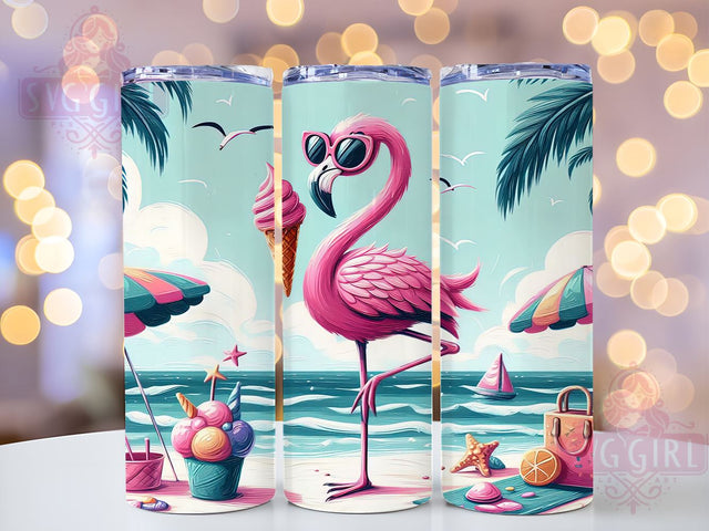 Flamingo Summer 20oz Tumbler Wrap Sublimation Design, Straight Tapered Tumbler Wrap, pink Flamingo Tumbler Png, Instant Digital Download Sublimation SvggirlplusArt 