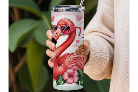 Flamingo Summer 20oz Tumbler Wrap Sublimation DesignSVG 