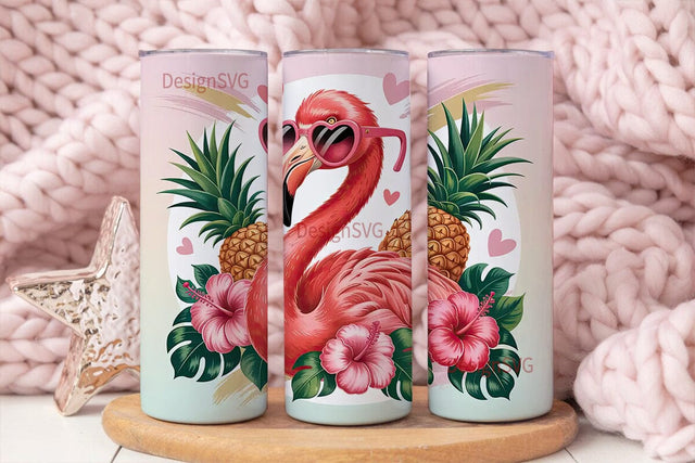 Flamingo Summer 20oz Tumbler Wrap Sublimation DesignSVG 
