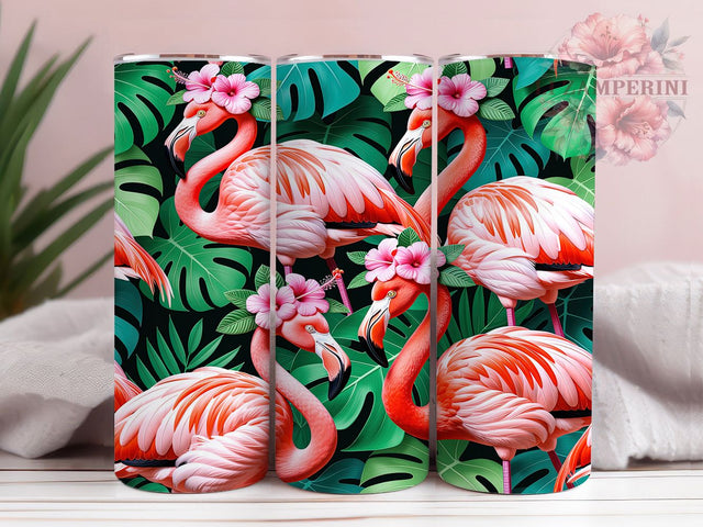 Flamingo Summer Art 20oz Tumbler, Flamingo Summer, Tropical Theme, Beach Vibes, Whimsical Design, Bird Motif, Skinny Tumbler, Sublimation PNG Sublimation Li Zamperini 