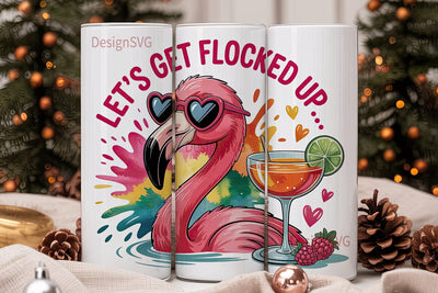 Flamingo Summer Cocktail 20oz Tumbler Sublimation DesignSVG 